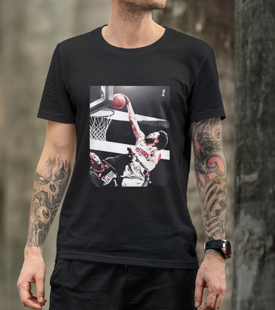 Pistons Cade Cunningham Slam Dunk Vs 76ers Andrei Drummond NBA Action T-Shirt