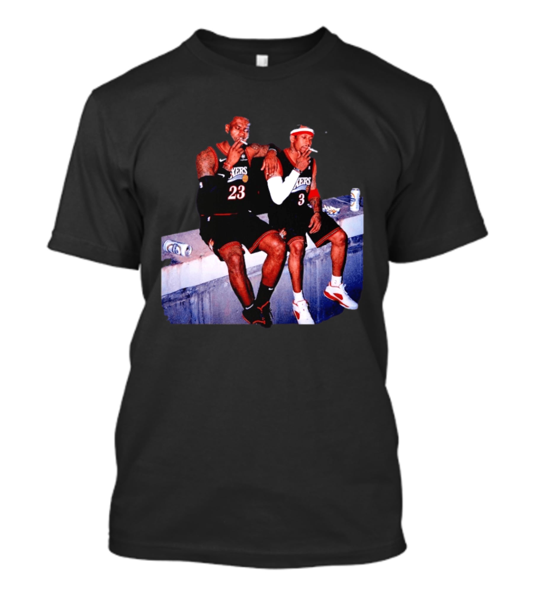 LeBron James Allen Iverson Smoking Philadelphia 76ers Skyline T-Shirt