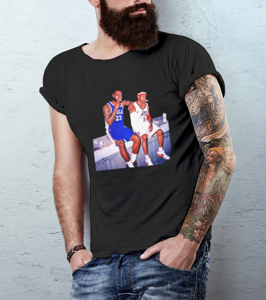 LeBron James Allen Iverson Philadelphia 76ers Smoking Scene Vintage NBA T-Shirt