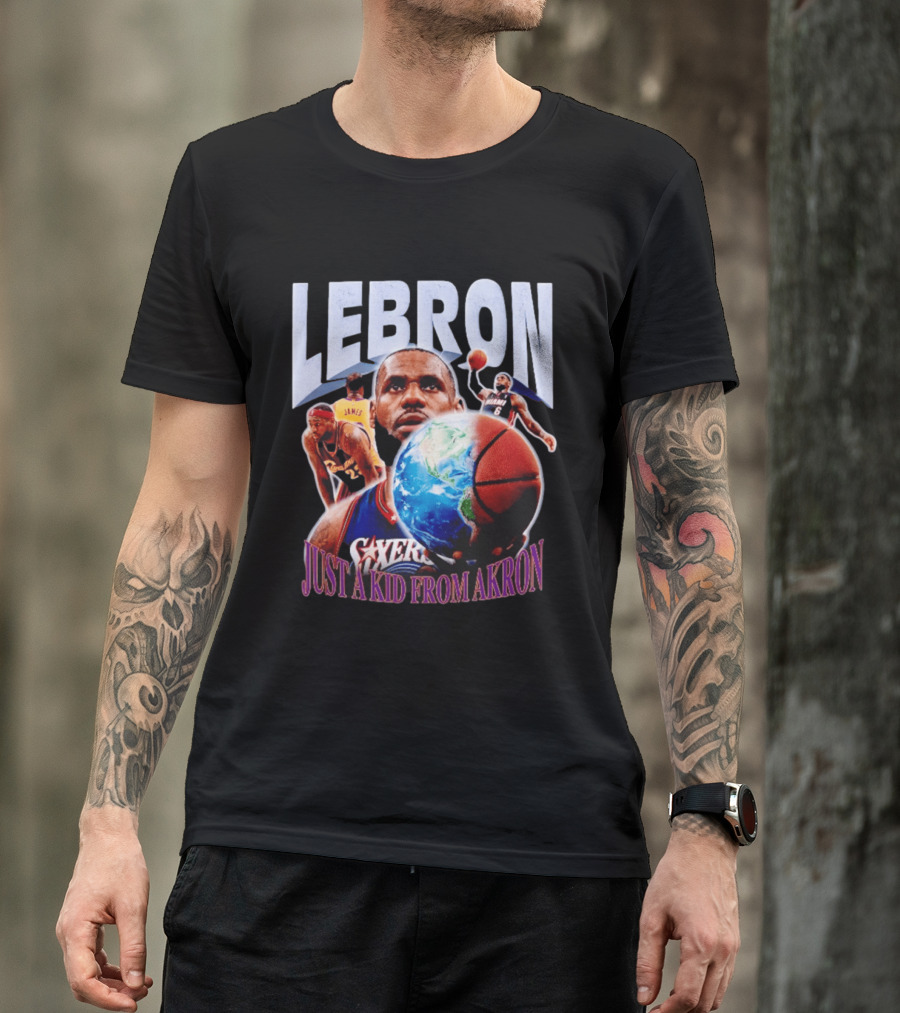 LeBron James Just A Kid From Akron Philadelphia 76ers T-Shirt