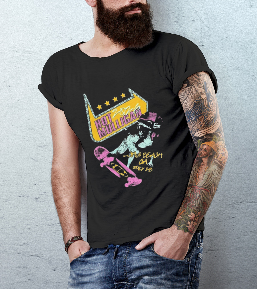 Hot Mulligan Long Beach CA 2026 Warped Tour July 25 Skateboarding Art With Stars T-Shirt