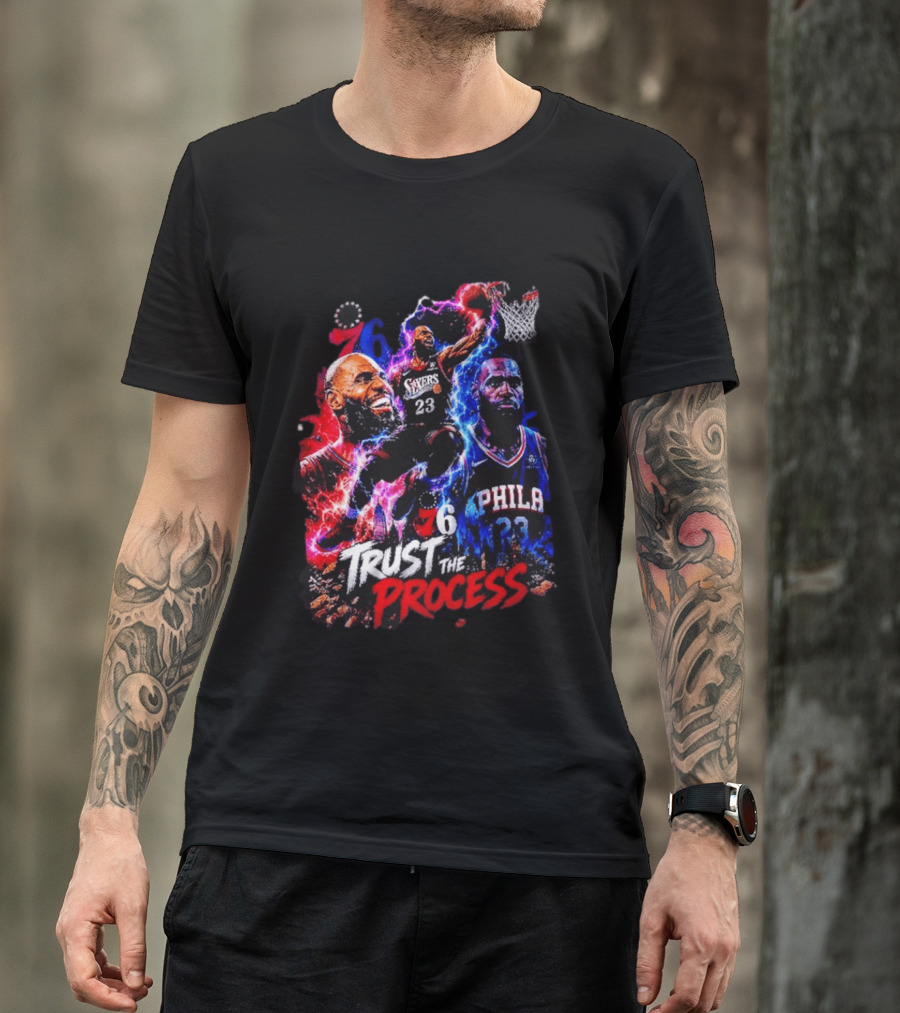 LeBron James Philadelphia 76ers 23 Trust The Process 76 Lightning Energy T-Shirt