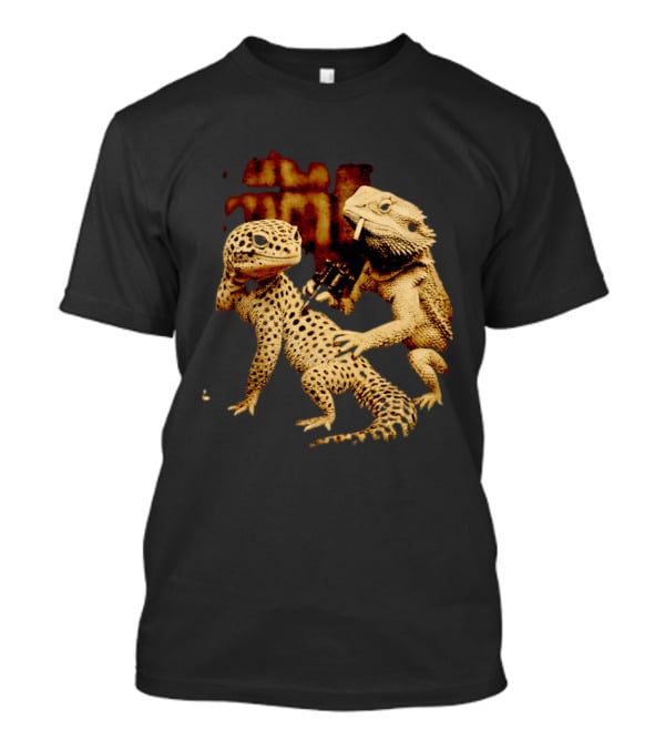 Leopard Gecko Tattoo By Bearded Dragon With Spray Paint Graffiti T-Shirt