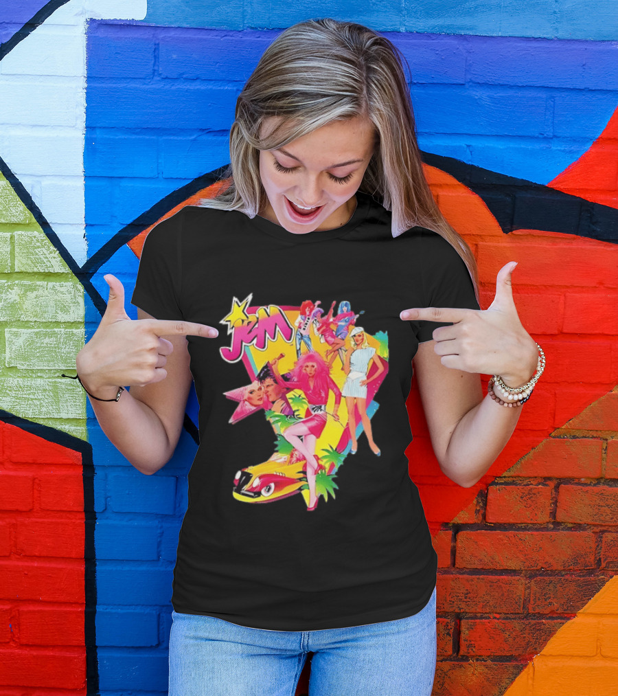 Jem 80s Cartoon Band Pop Music Star Singer Fashion Aesthetic Retro Characters T-Shirt
