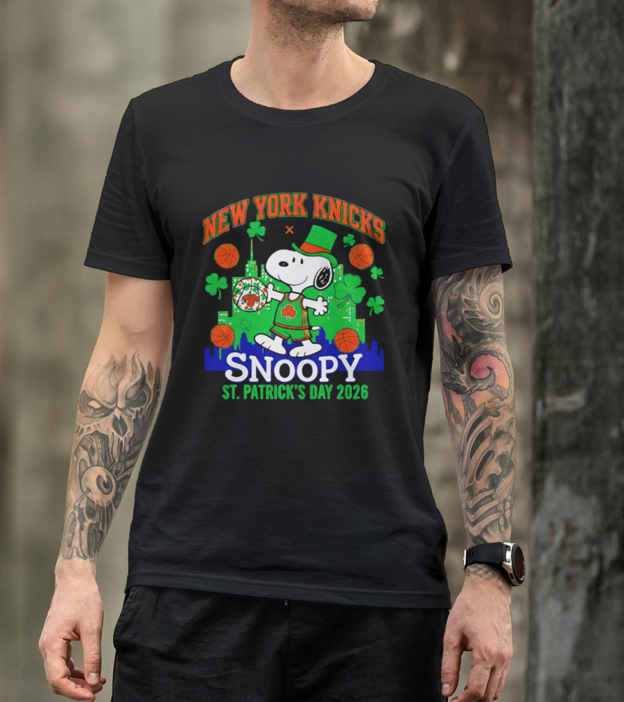 New York Knicks Snoopy St Patrick's Day 2026 Celebration T-Shirt