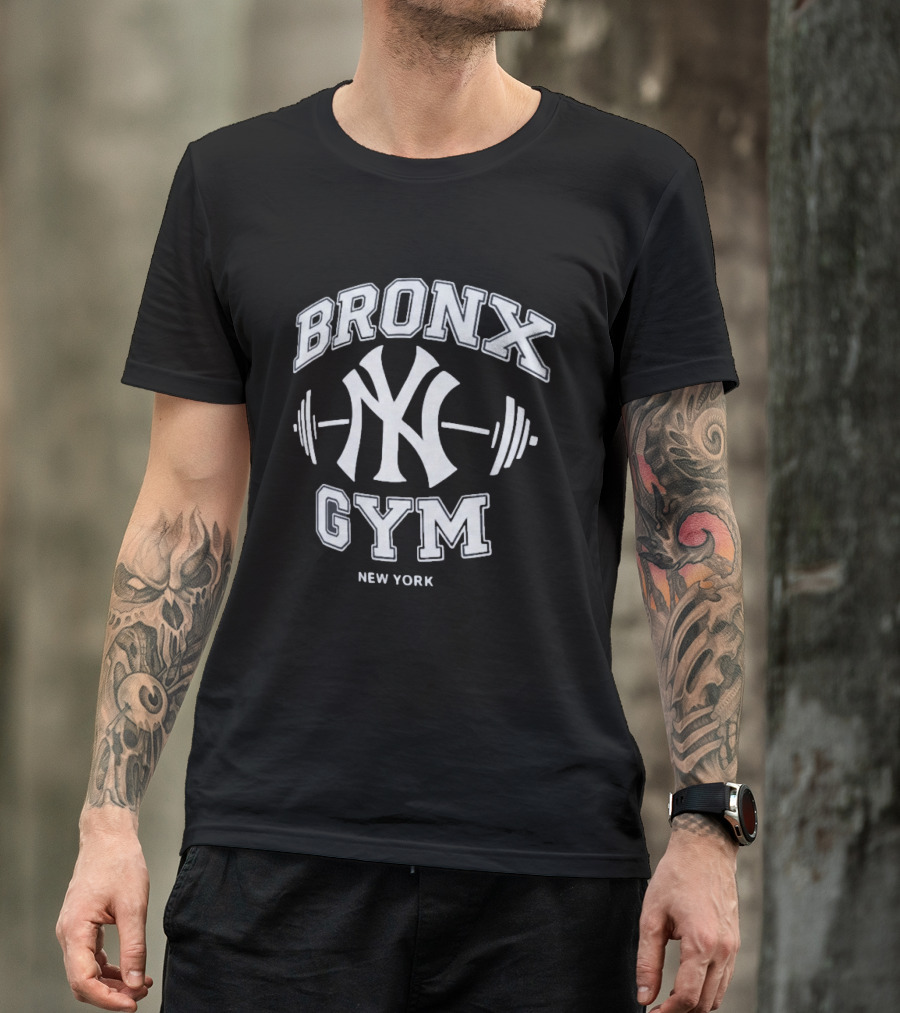 New York Yankees Bronx Gym Fitness Training Barbell T-Shirt