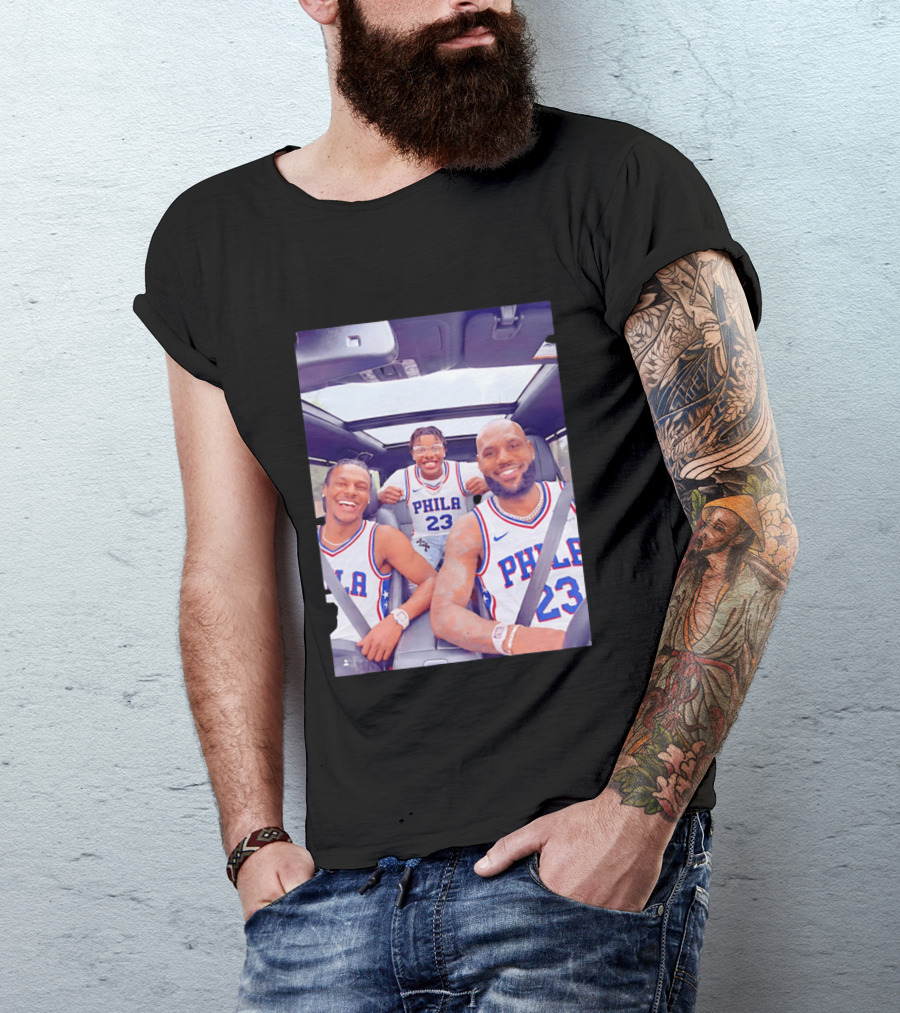 Phila 23 Lebron James Bronny James Philadelphia 76Ers Team Jersey T-Shirt