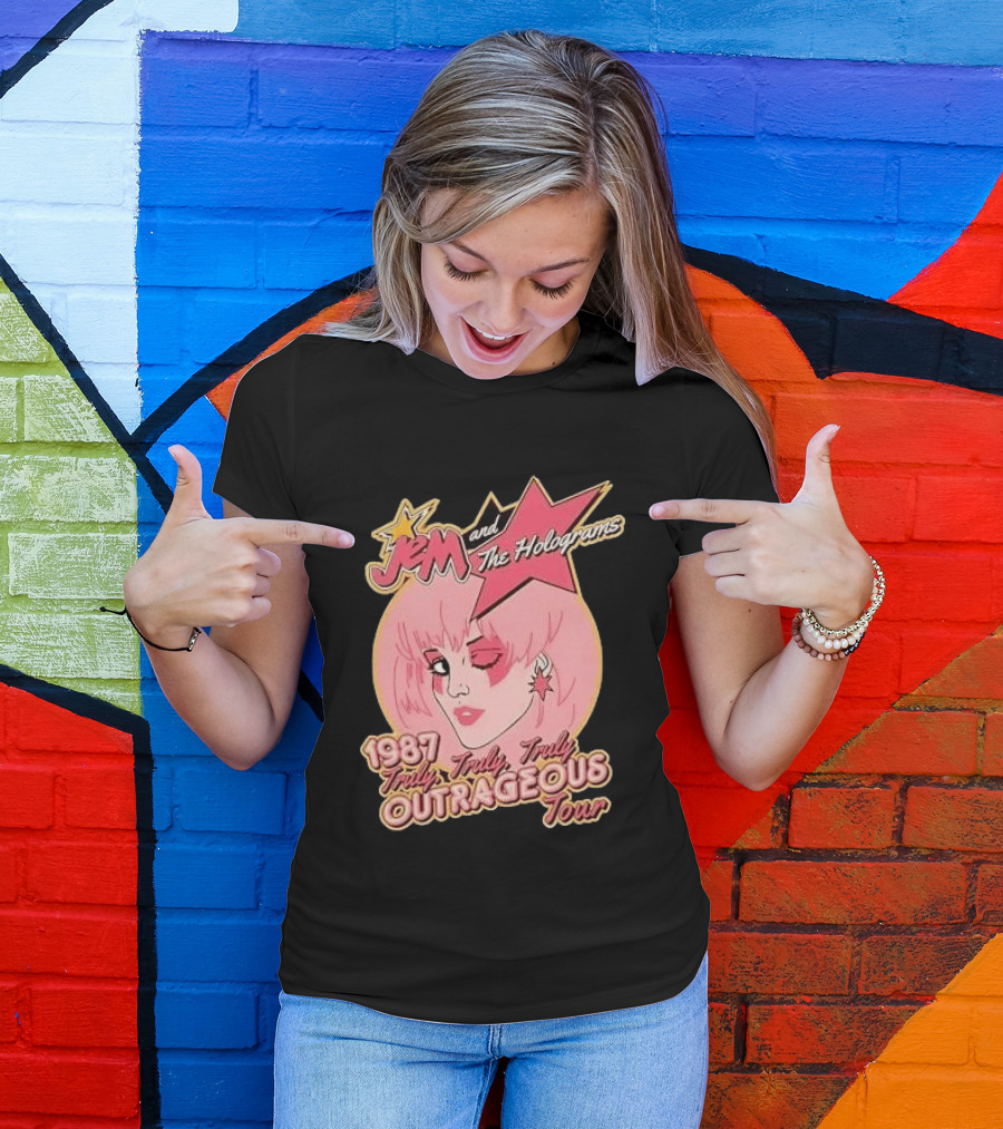 1987 Truly Outrageous Tour Jem And The Holograms Retro Pink Star T-Shirt
