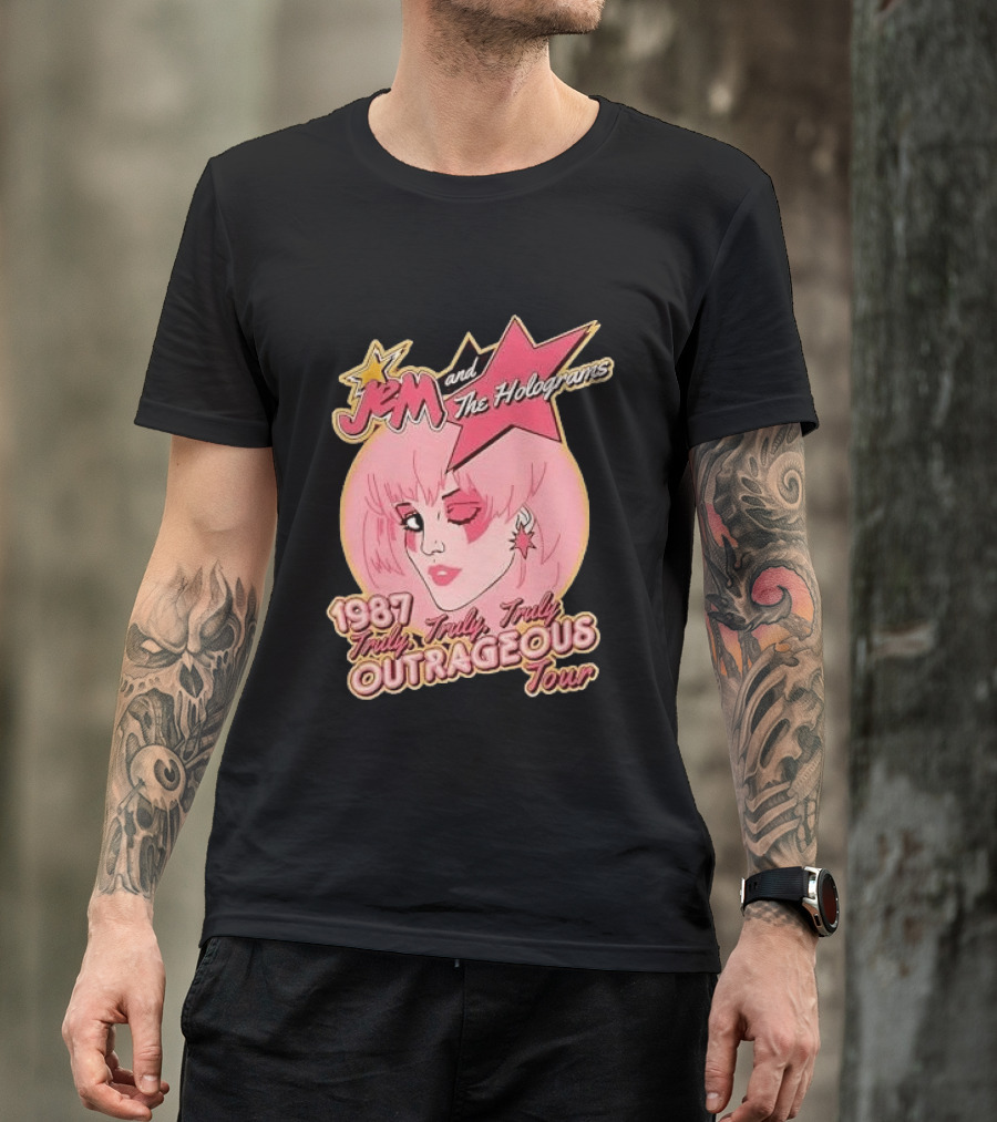 1987 Truly Outrageous Tour Jem And The Holograms Retro Pink Star T-Shirt