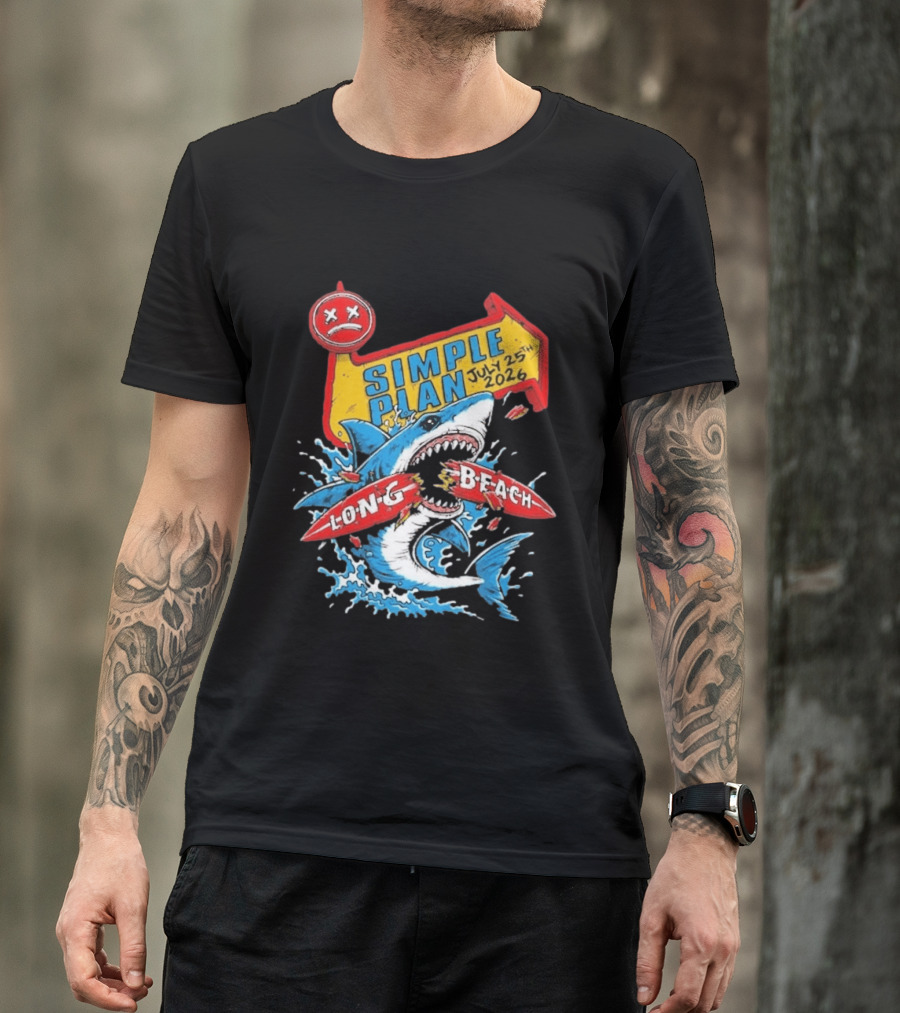 Simple Plan Shark Long Beach July 25 2026 T-Shirt