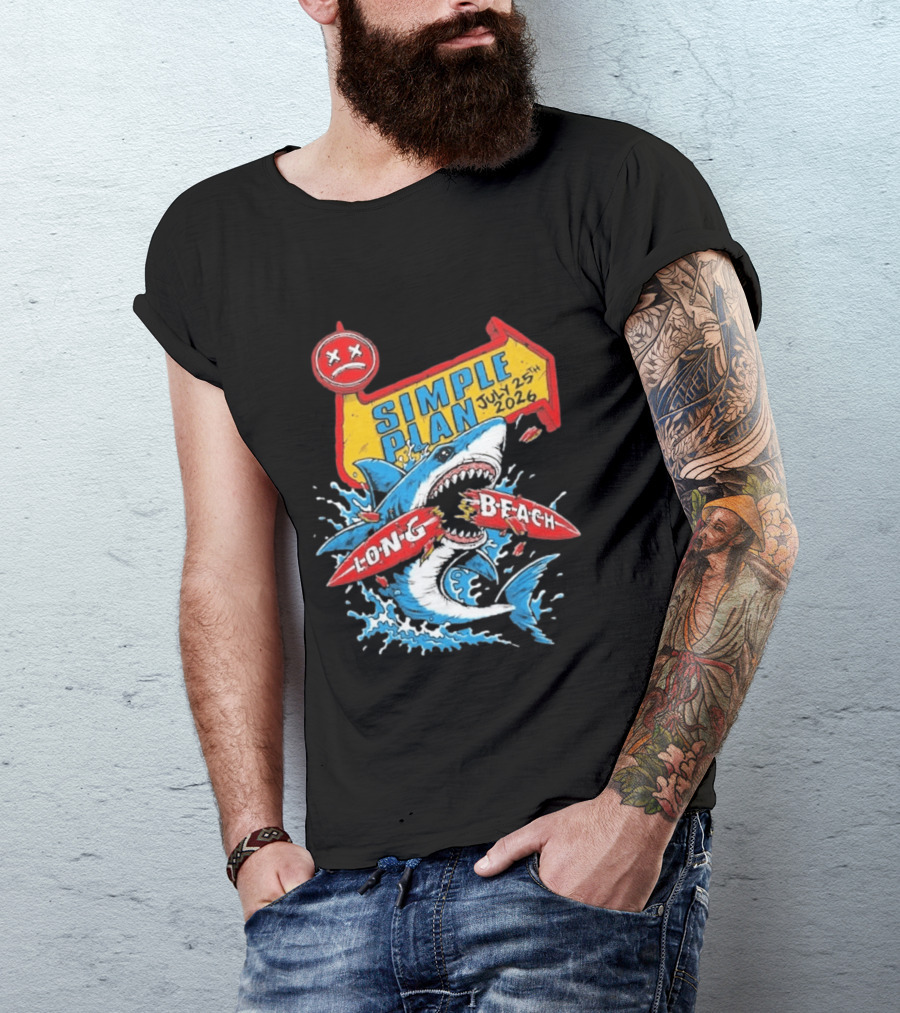 Simple Plan Shark Long Beach July 25 2026 T-Shirt
