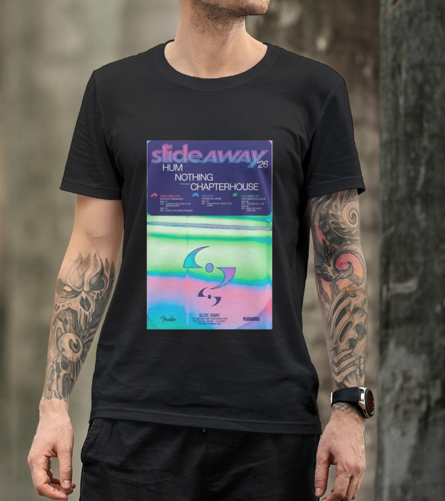 Slide Away 26 Tour Featuring Hum Nothing Chapterhouse May 2026 New York City Chicago Los Angeles T-Shirt