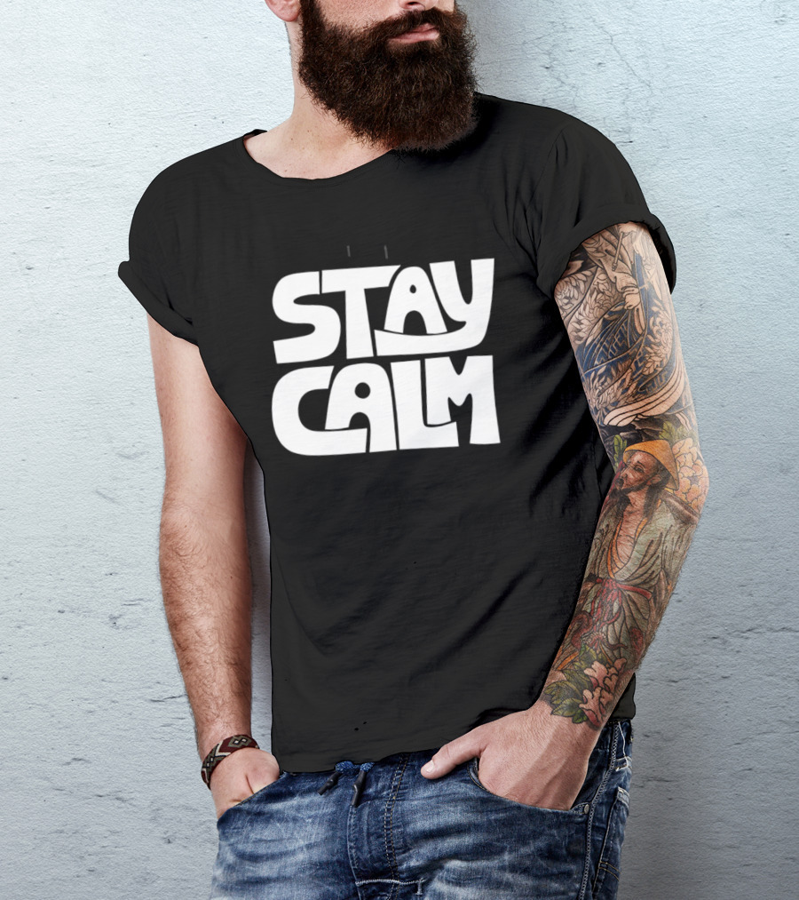 Stay Calm Text Bold Bubble Letters T-Shirt