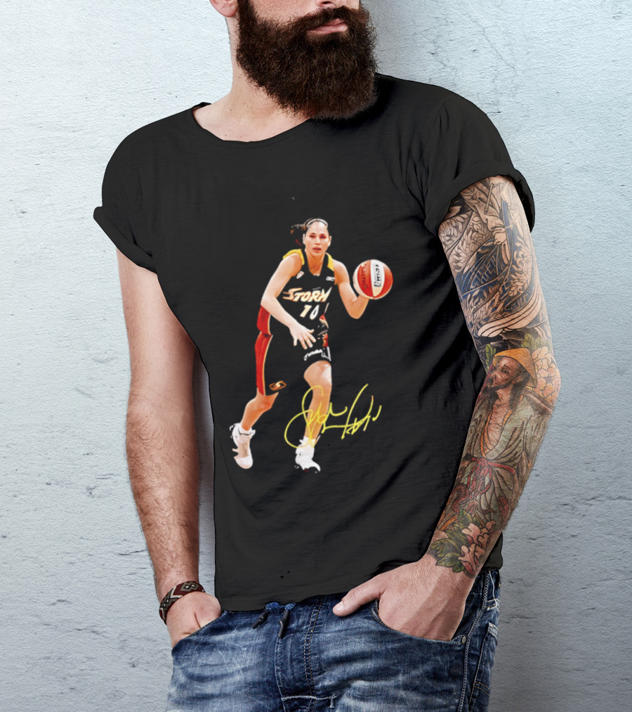 Sue Bird Autograph Seattle Storm Dribbling Basketball 10 T-Shirt