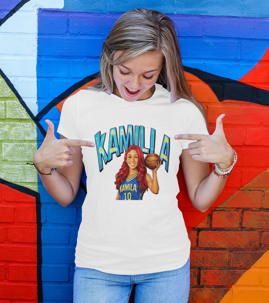 Kamilla Cardoso Basketball Art With Blue And Yellow Jersey T-Shirt