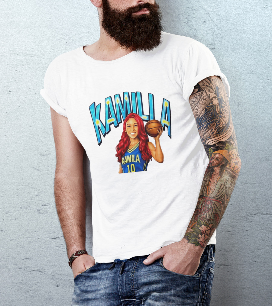 Kamilla Cardoso Basketball Art With Blue And Yellow Jersey T-Shirt