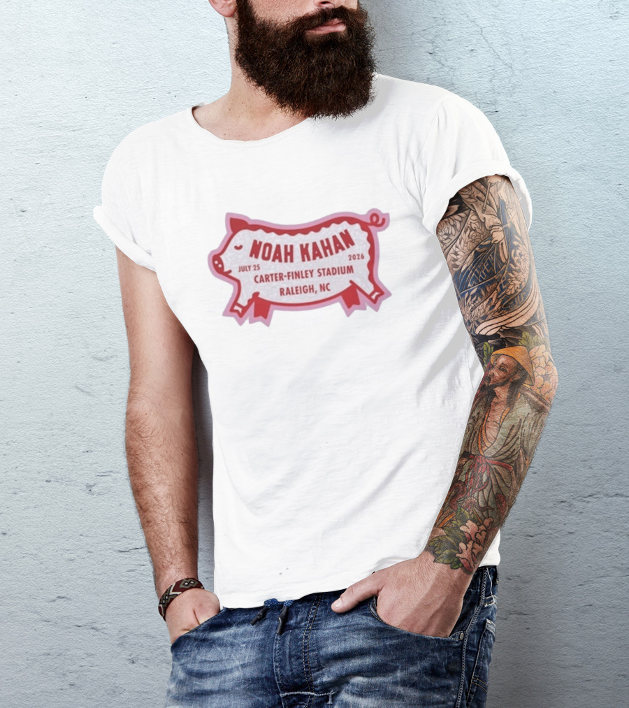 Noah Kahan July 25 2026 Carter Finley Stadium Raleigh NC Pig Motif T-Shirt