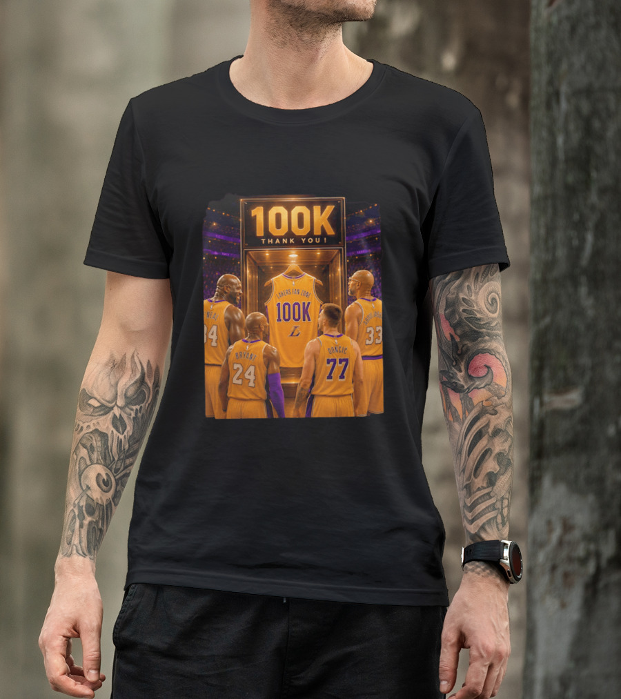 100K Thank You Lakers Fan Zone Players Shaq Kobe Abdul Jabbar T-Shirt