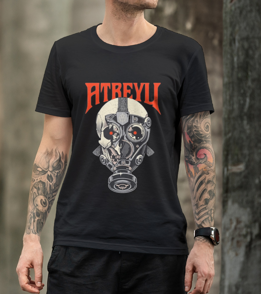 Atreyu Skull Gas Mask With Red Eyes T-Shirt