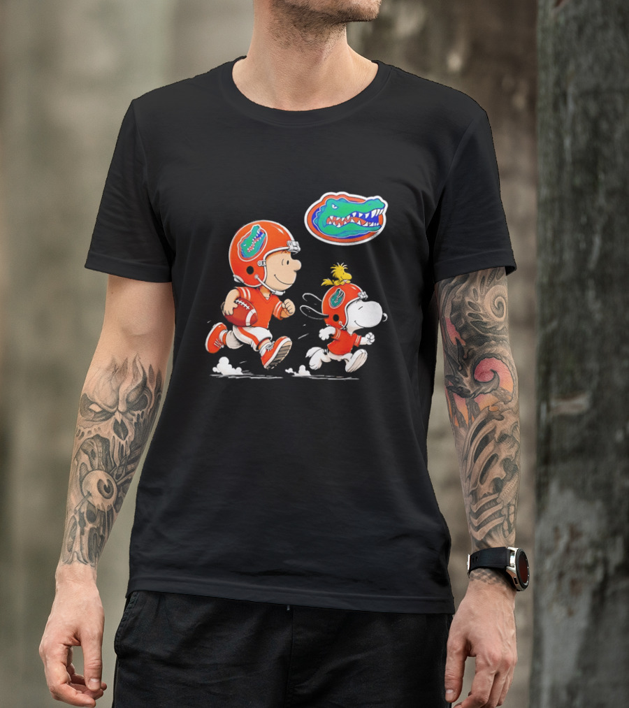 Charlie Brown Snoopy Florida Gators Football Running Kids T-Shirt