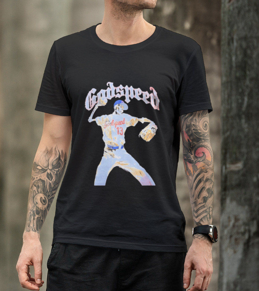 Godspeed Skeleton 13 Pitching Baseball Chicago Cubs T-Shirt