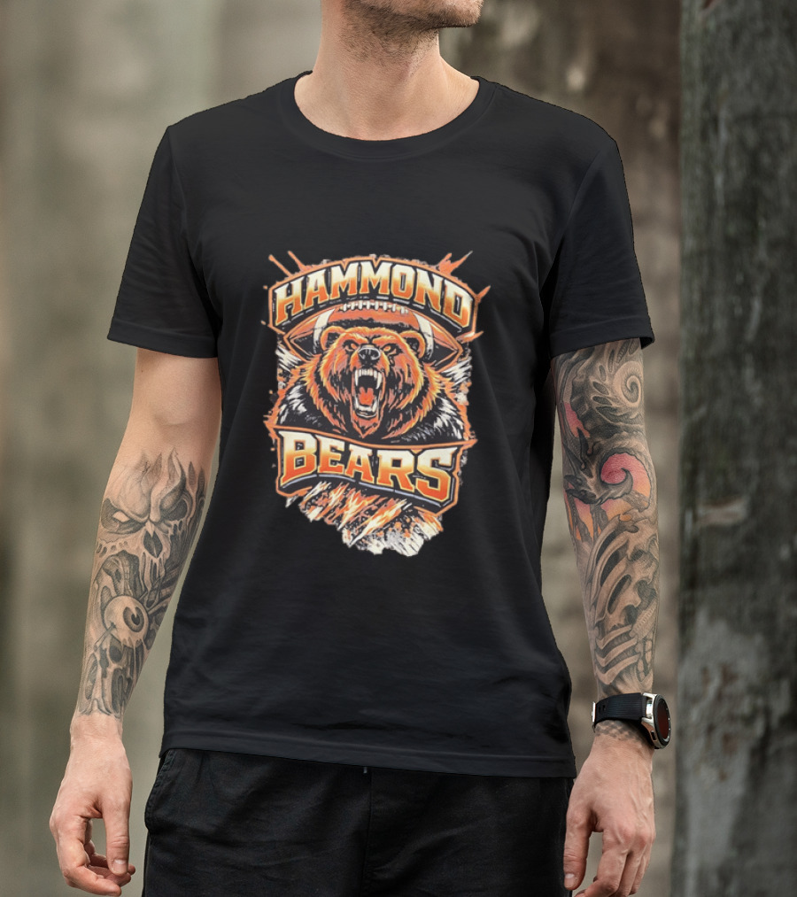Hammond Bears Football Roaring Bear And Football T-Shirt