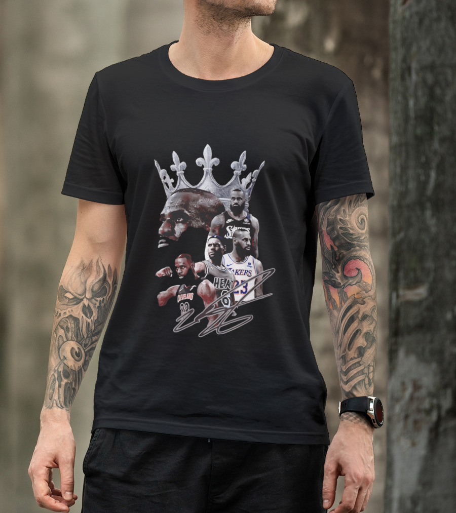 Lebron James Crown Collage Cleveland Miami Lakers Philadelphia 76ers T-Shirt