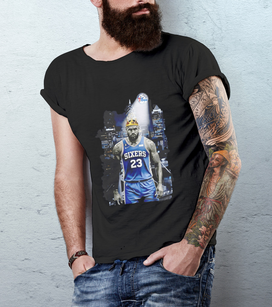 Philadelphia 76ers LeBron James NBA Sixers 23 Jersey With Crown And City T-Shirt