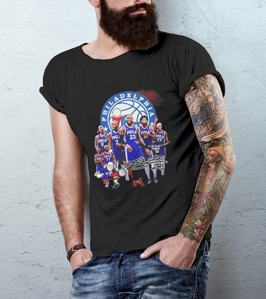 Philadelphia 76ers LeBron James 23 Phila Basketball Team Collage T-Shirt