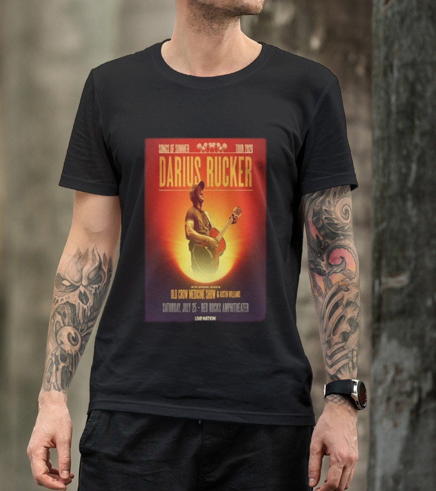 Songs Of Summer Tour 2026 Darius Rucker With Old Crow Medicine Show And Austin Williams Live At Red Rocks Amphitheater July 25 T-Shirt