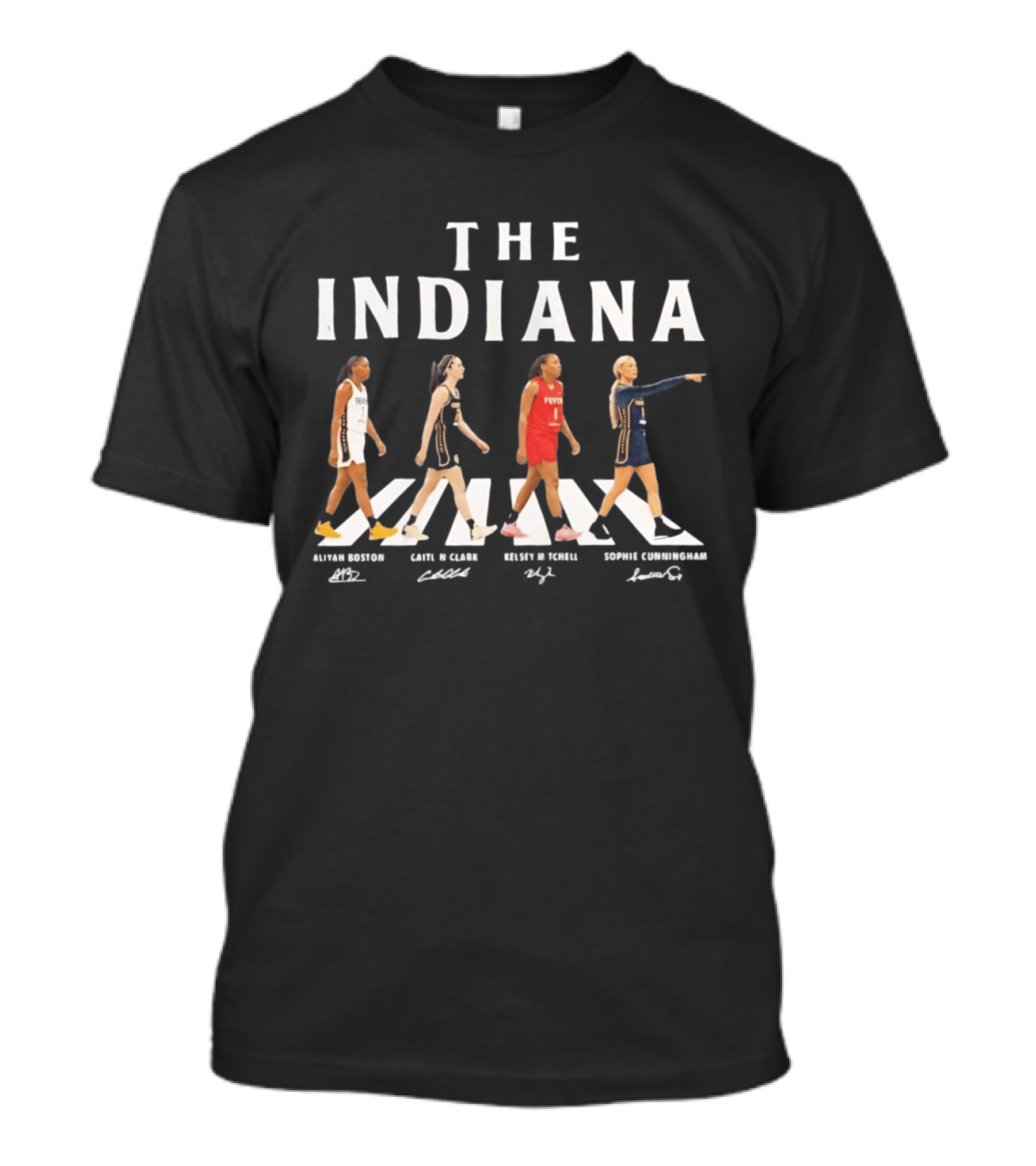 Indiana Fever Abbey Road Crossover Erica Wheeler Kelsey Mitchell Grace Berger Lexie Hull T-Shirt
