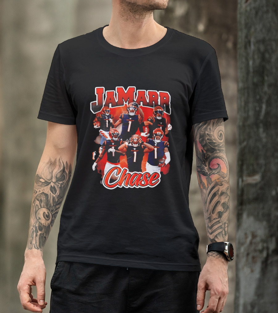 Ja'Marr Chase Cincinnati Bengals Collage Player 1 NFL Football Star T-Shirt