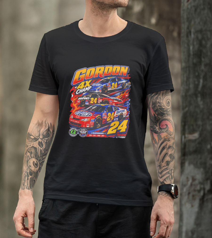 Gordon 4X Champ Number 24 Dupont Racing Car 4 Championships T-Shirt