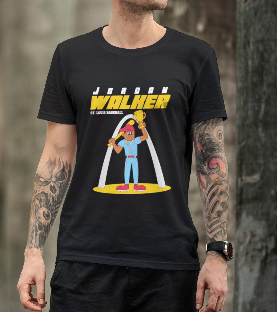 Jordan Walker St. Louis Baseball Animated Trophy Celebration T-Shirt