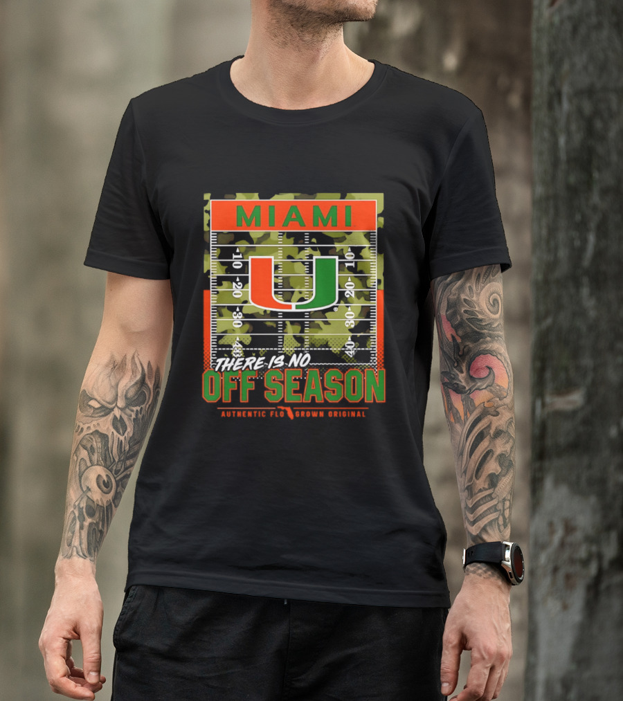 Miami Hurricanes U No Off Season Football Field Camo T-Shirt
