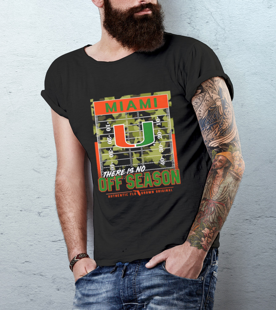 Miami Hurricanes U No Off Season Football Field Camo T-Shirt