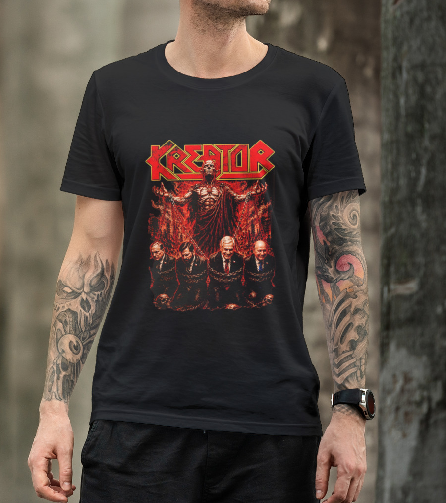 Kreator Devil Symbolism With Chilean Politicians Bound In Chains T-Shirt