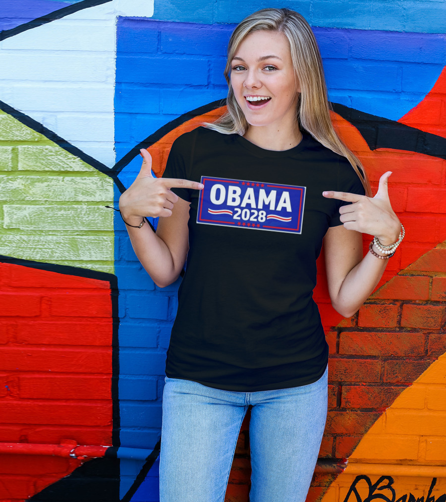 Obama 2028 Stars Stripes Political Campaign T-Shirt