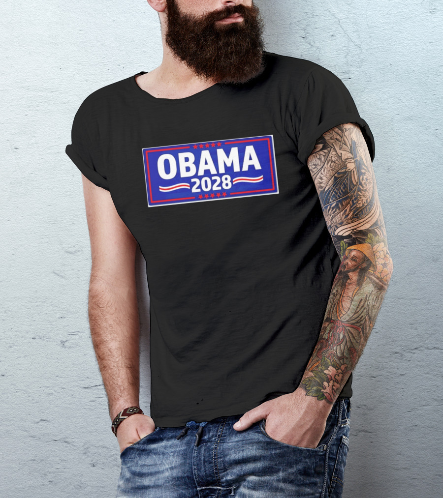 Obama 2028 Stars Stripes Political Campaign T-Shirt
