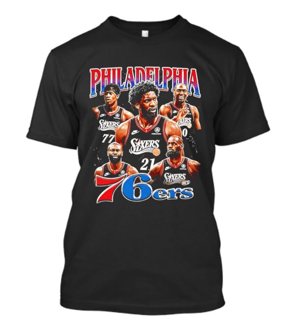 Philadelphia 76ers Embiid LeBron Collage 21 77 T-Shirt