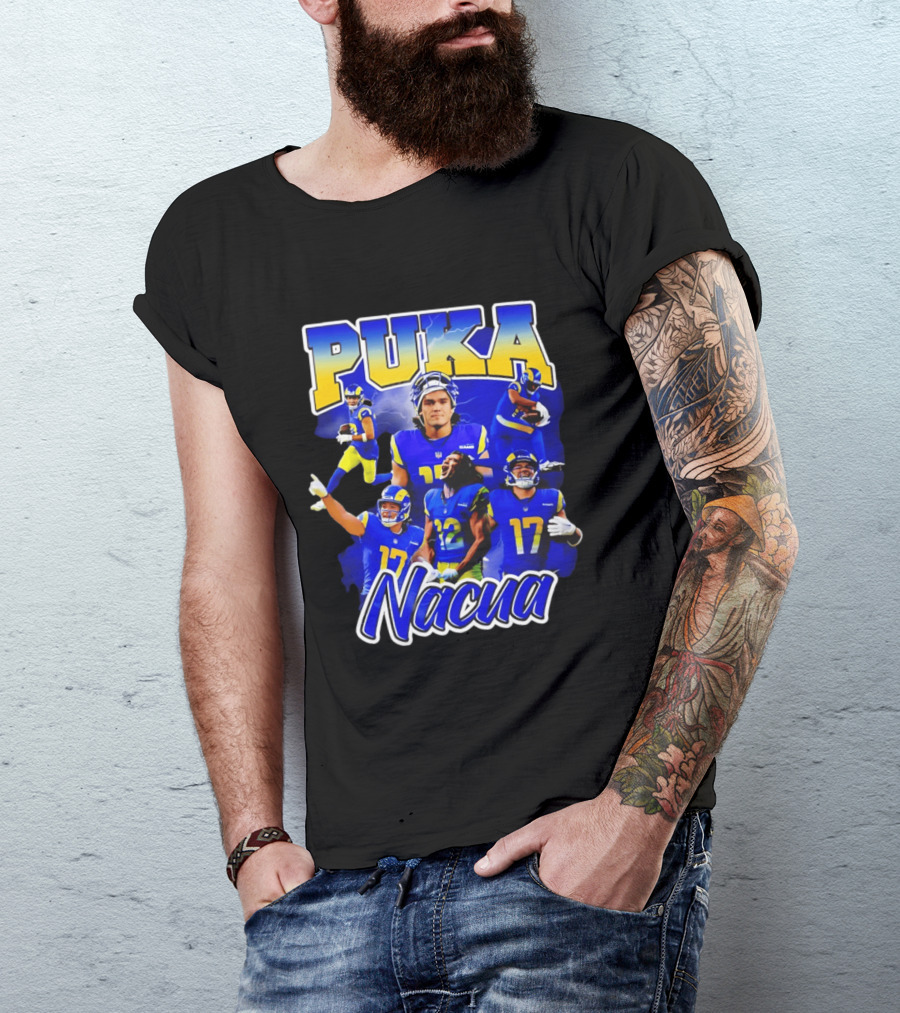 Puka Nacua Los Angeles Rams 17 Football Player Collage T-Shirt