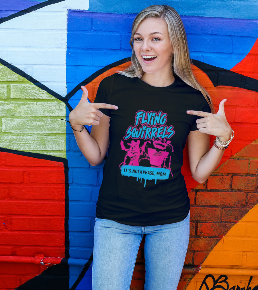 Richmond Flying Squirrels It's Not A Phase Mom Neon Squirrel Characters T-Shirt