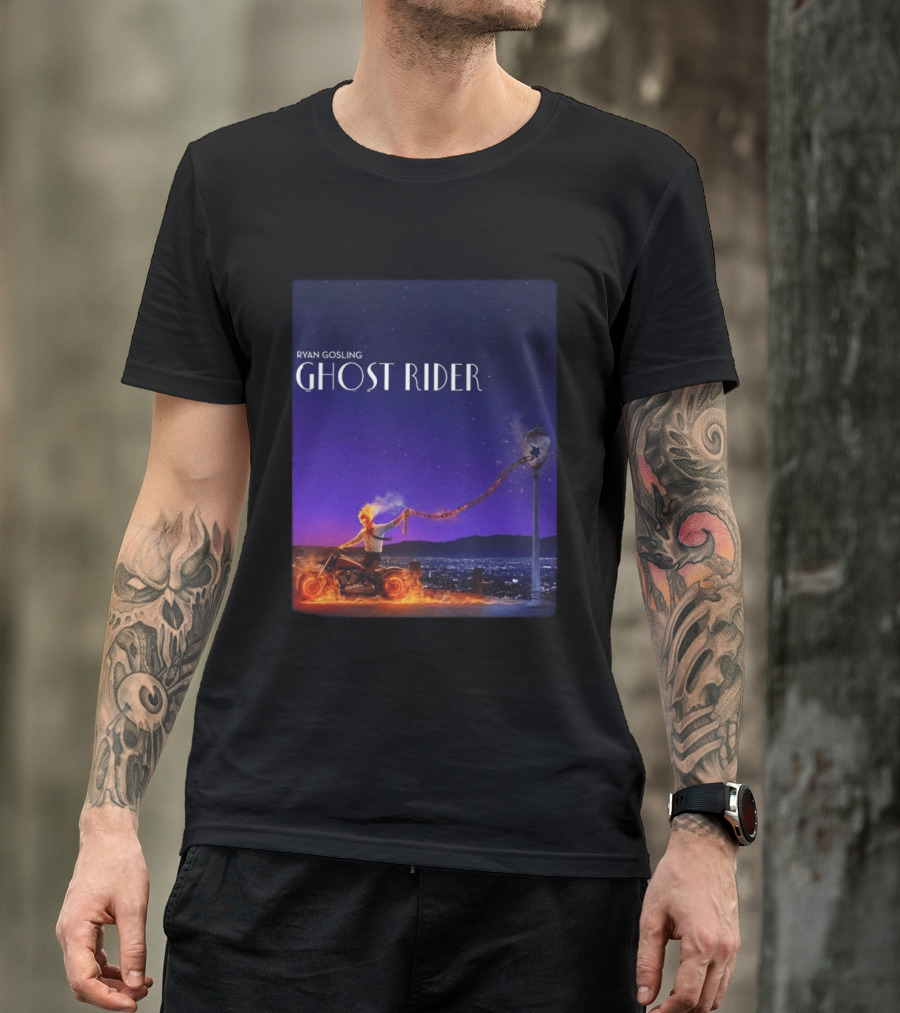 Ryan Gosling Ghost Rider Meets La La Land Lamppost Scene T-Shirt