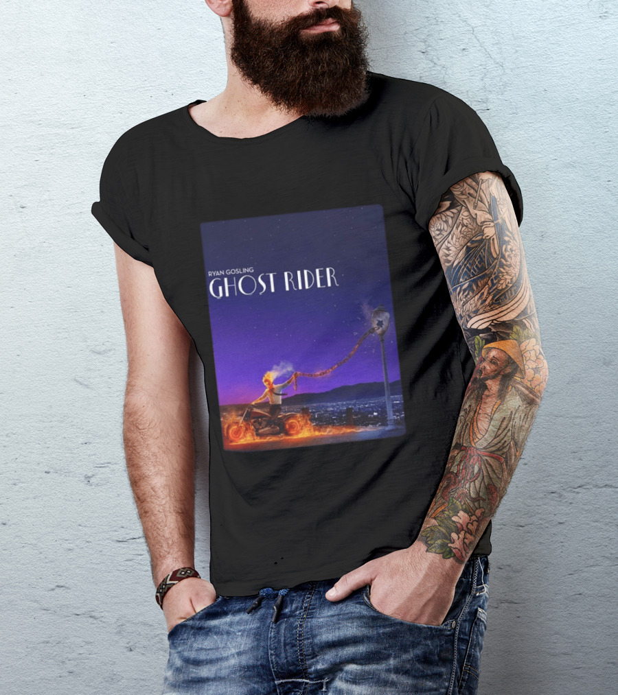 Ryan Gosling Ghost Rider Meets La La Land Lamppost Scene T-Shirt