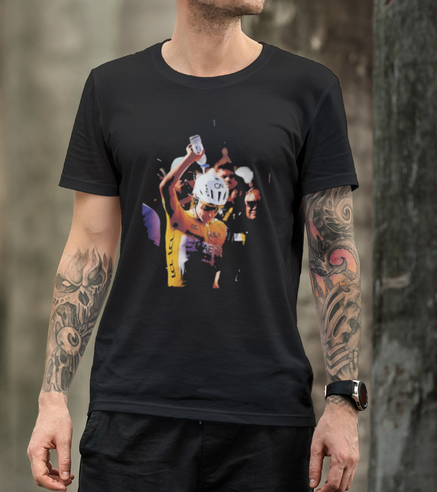Tadej Pogačar Cooling Off With Water Bottle T-Shirt