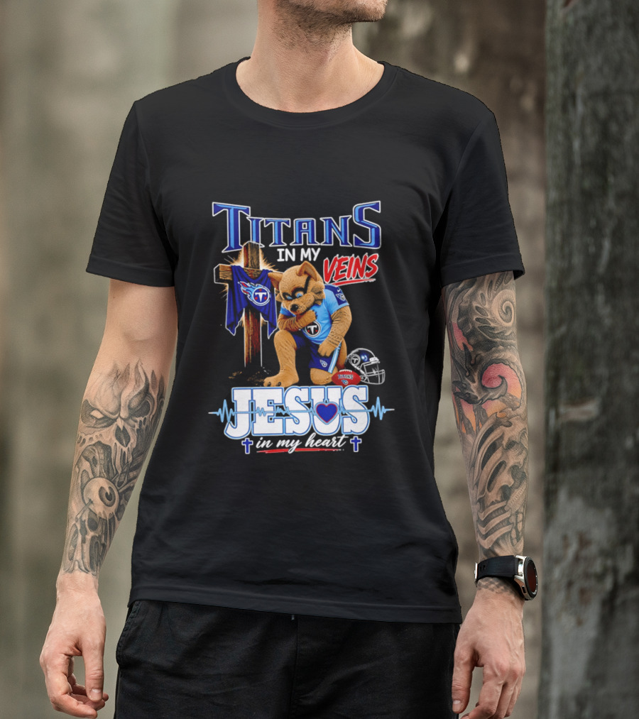 Tennessee Titans In My Veins Jesus In My Heart Rex T-Shirt