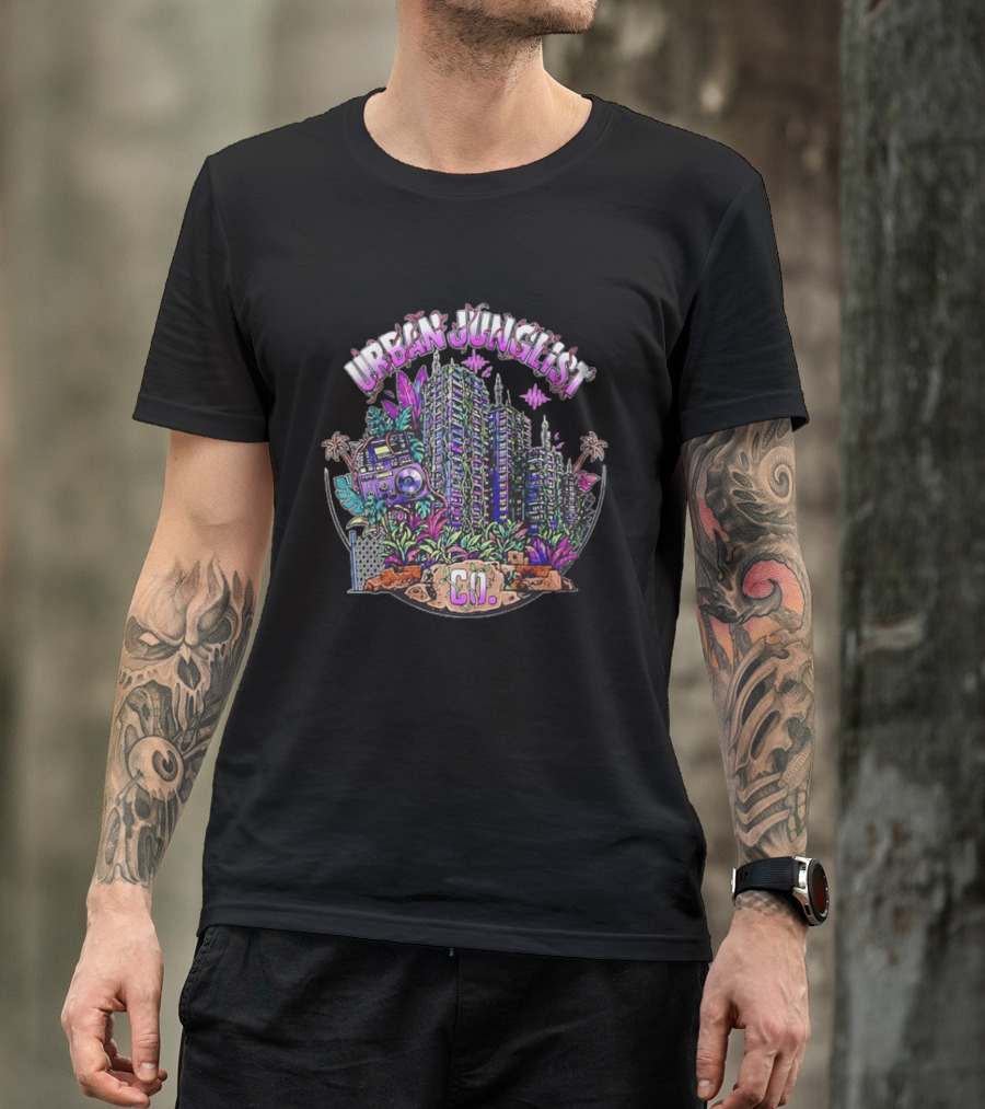Urban Junglist Co Jungle Cityscape Boombox Vibes T-Shirt
