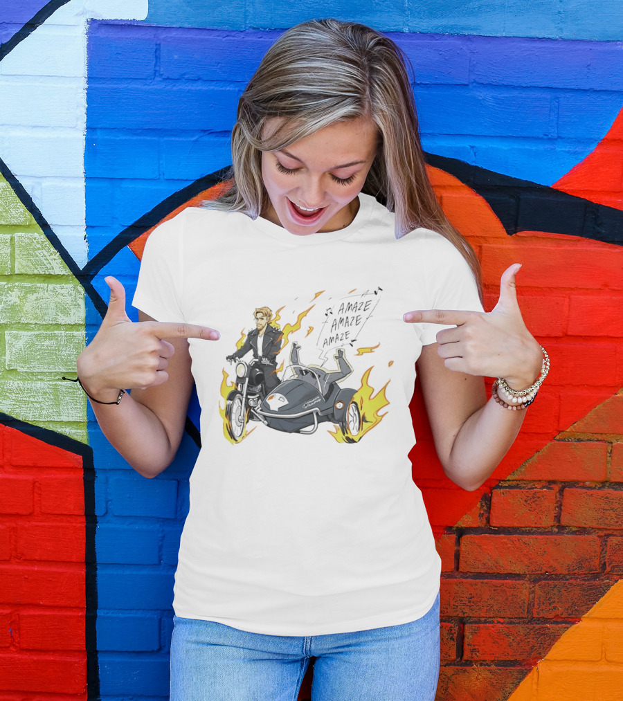 Amaze Amaze Amaze Ghost Rider Motorcycle Sidecar Flames T-Shirt