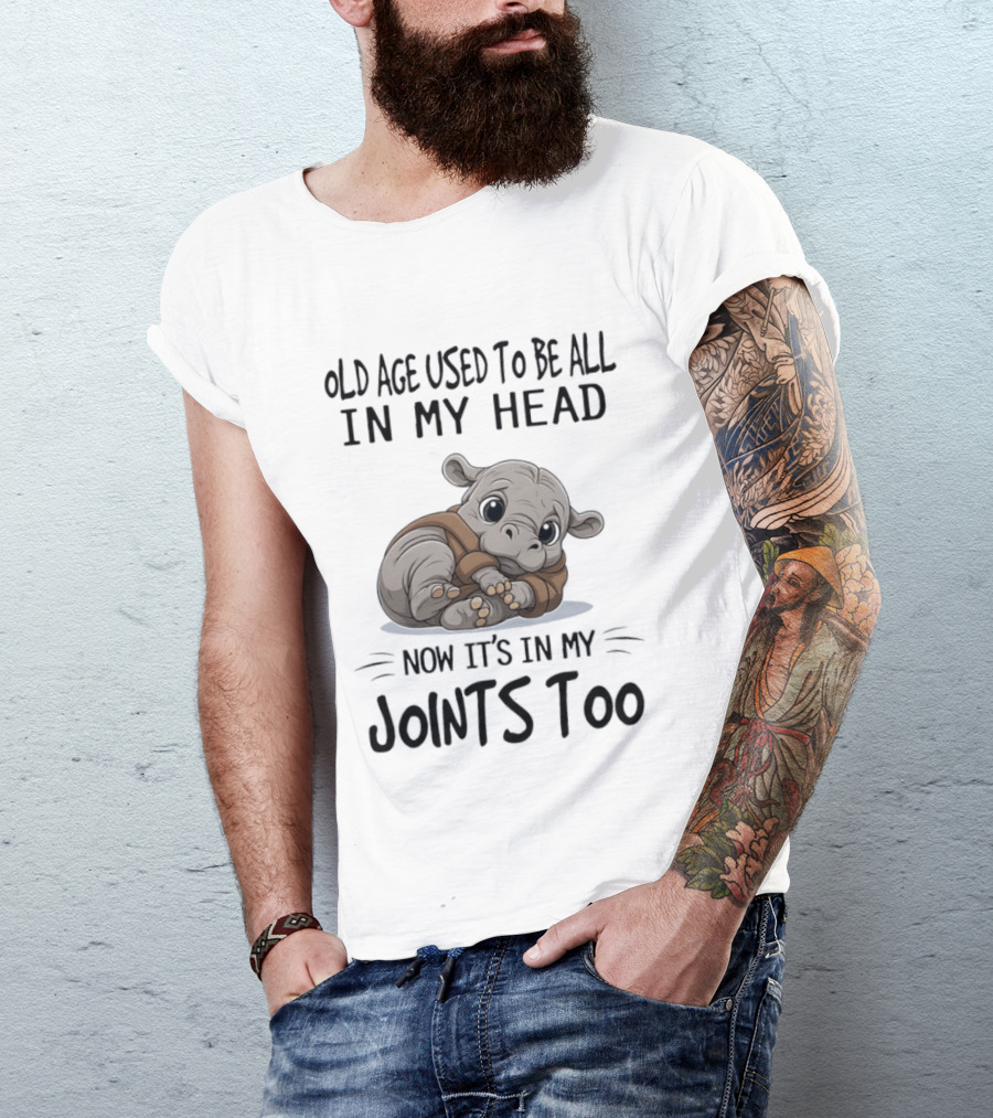 Old Age Used To Be All In My Head Now It's In My Joints Too Cute Hippopotamus T-Shirt
