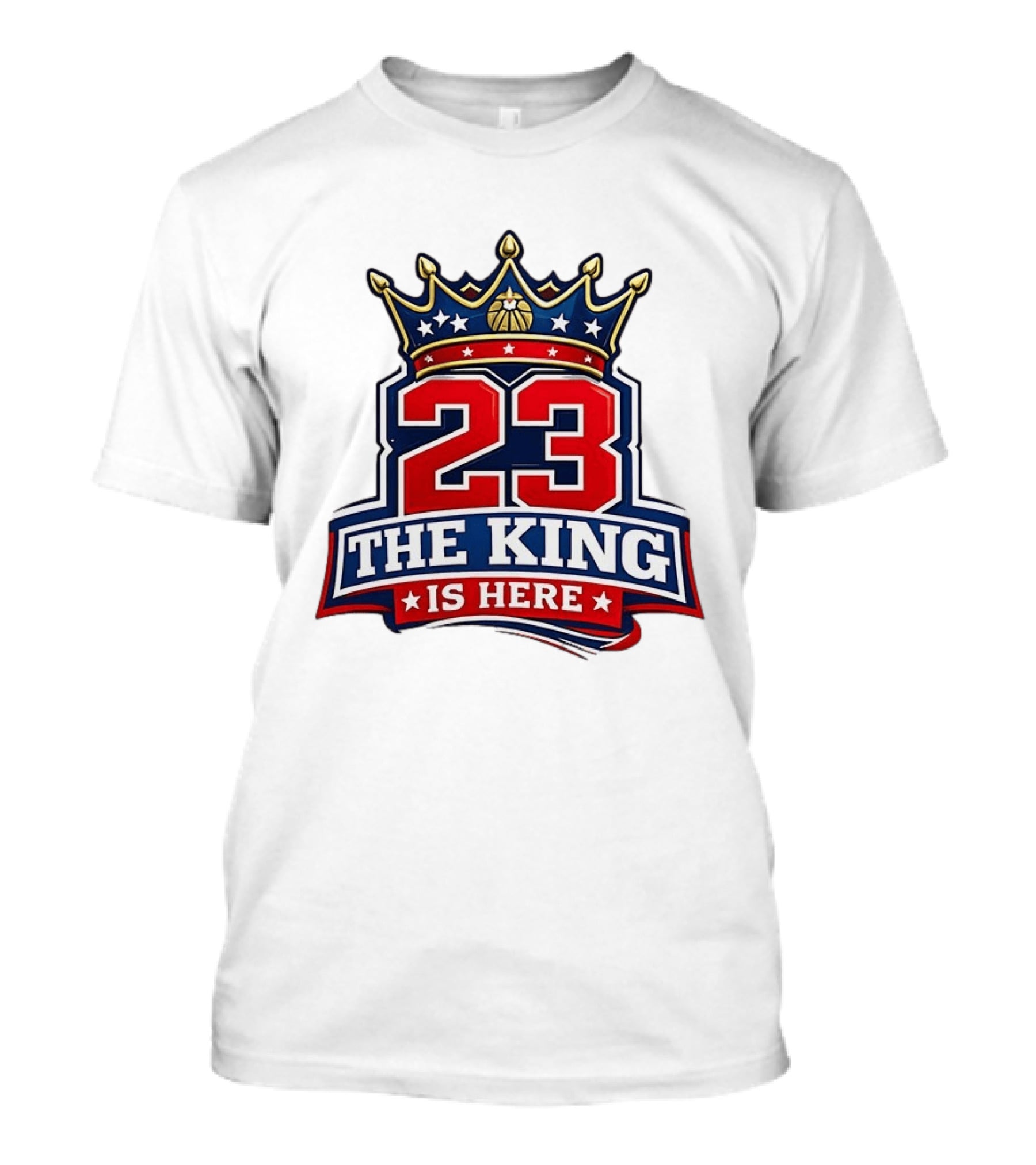 LeBron James 23 The King Is Here Crown Philadelphia 76ers NBA T-Shirt